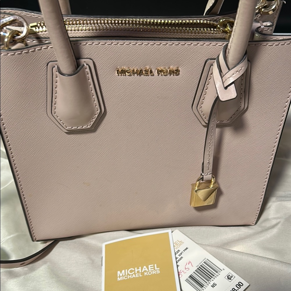 Michael Kors Pink Saffiano Leather Tote with Gold-Tone Hardware
